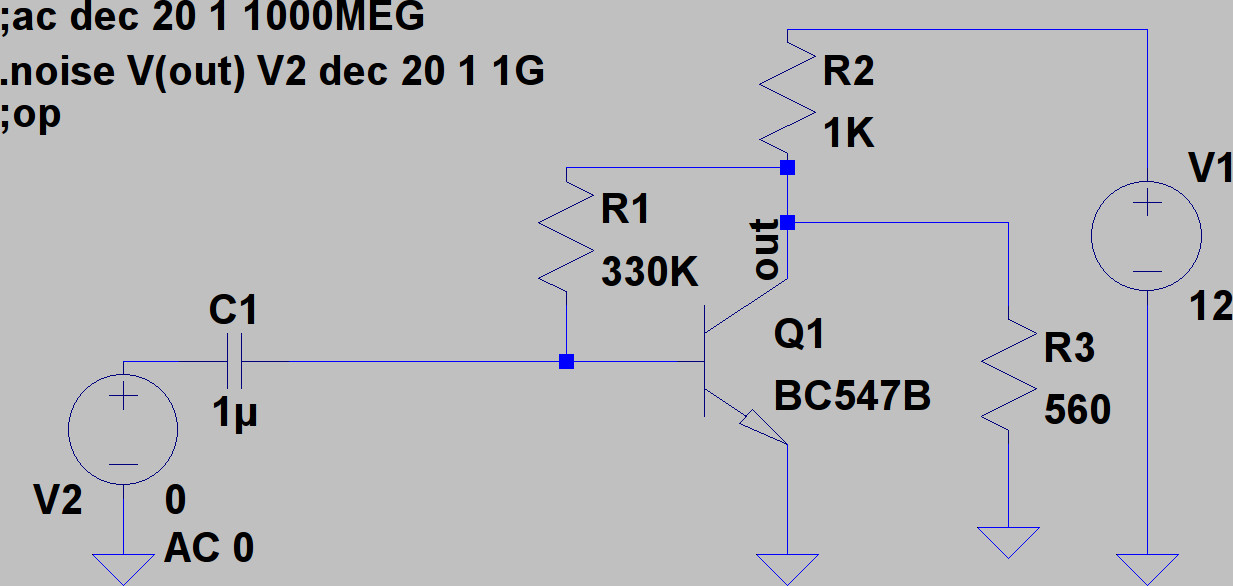 The BC547B in a Common Emitter amplifier setup.